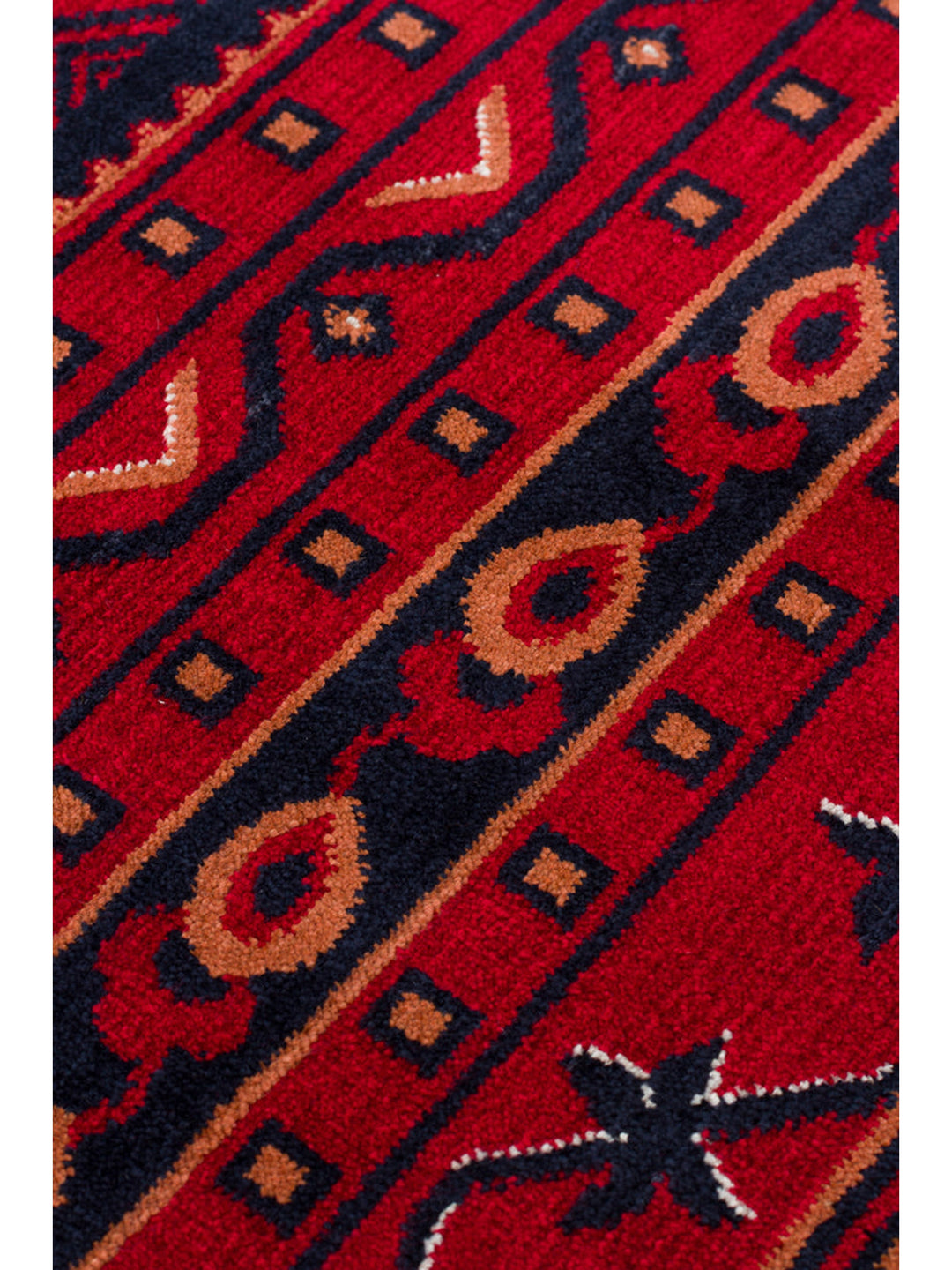 Paghman Series Afghan Patterned Viscose Dense Woven Non-Slip Based Thin Machine-Made Carpet 01 NAVY