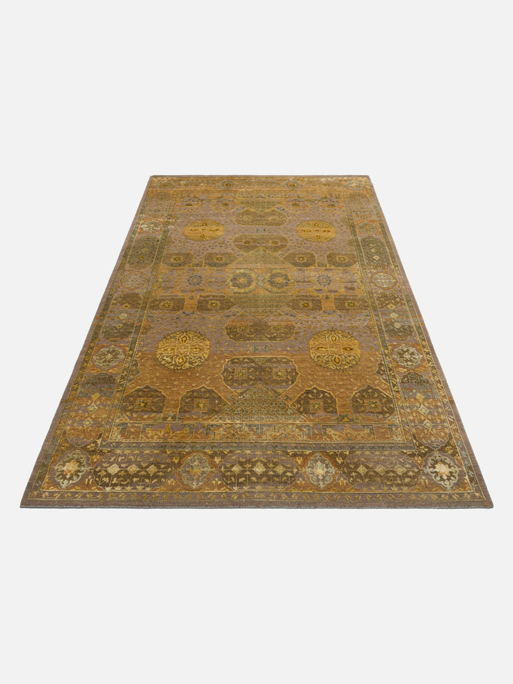 El dokuma Hindistan Jaipur halı Enginar Yeşili 168x241 cm stüdyo çekimi perspektif