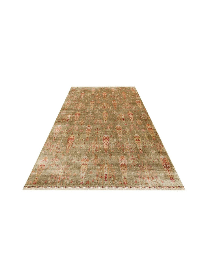 Oushak Carnaval 100% Natural Easy to Clean Handcrafted TENCEL™ Modern Uşak Carpet 08 GREEN AUTUMN