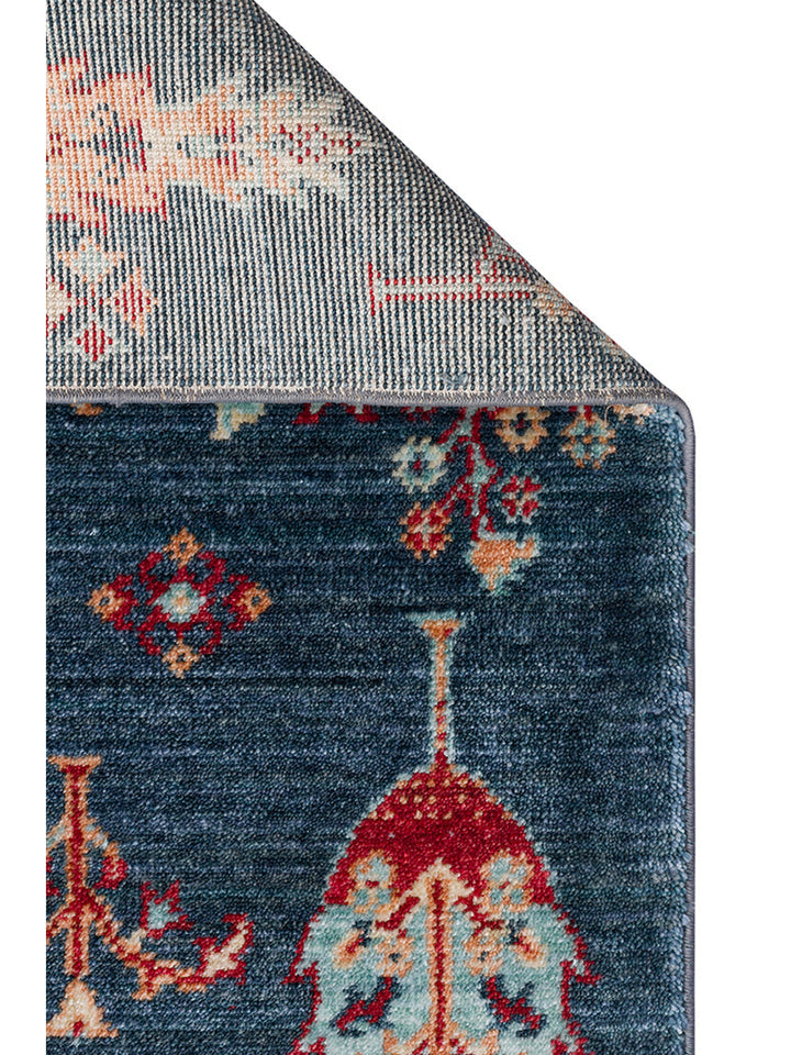 Oushak Carnaval 100% Natural Easy to Clean Handcrafted TENCEL™ Modern Uşak Rug 08 NAVY TURQUOISE