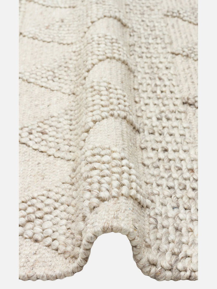 Woolstar %100 Naturel Kazak Desenli Salon Oturma Odası Koridor Antre El Dokuma Örgü Halı JD 01 NATU - Carpetdocia