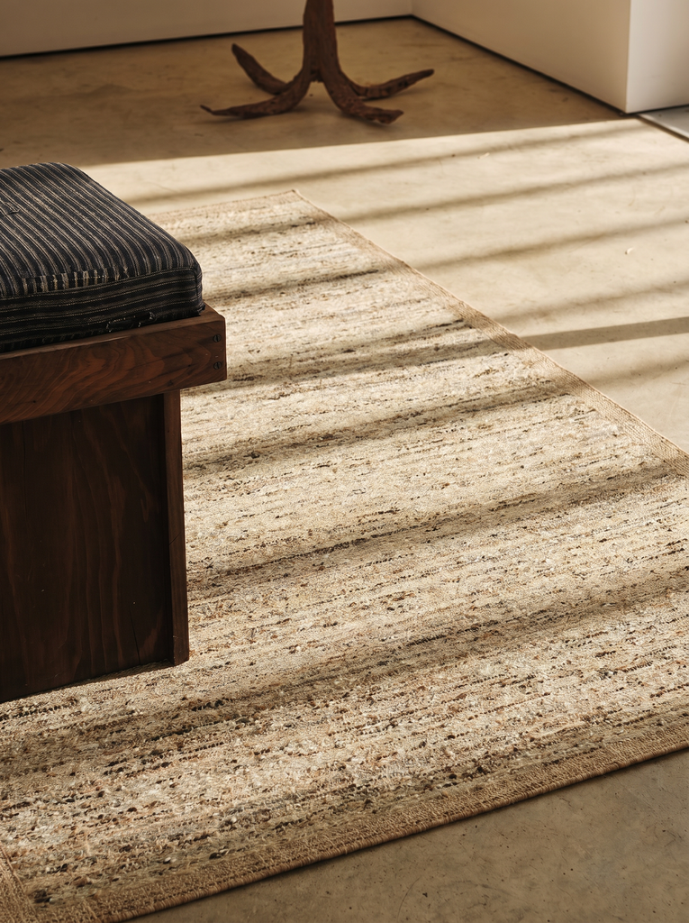 Tapis fait main pour salon, couloir, cuisine en mélange de laine naturelle à 100 % et jute Urumchi 01MULTNATURAL