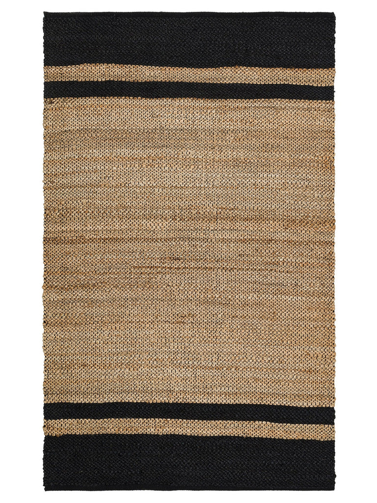 Crown Jute 100% Natural Handwoven Living Room Hallway Entrance Kitchen Balcony Straw Carpet 07 NATURAL BLACK
