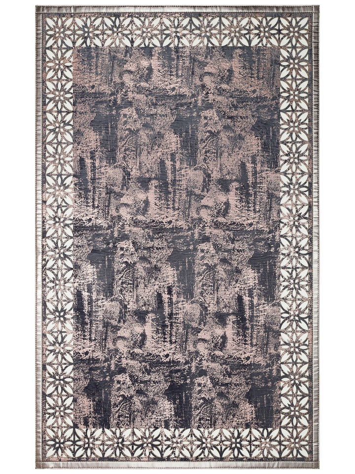 Gravür Klasik Ve Modern İşleme ve Oymaya Sahip Parlak Bordürlü Suni Deri Halı 03 MARINEBRONZE - Carpetdocia