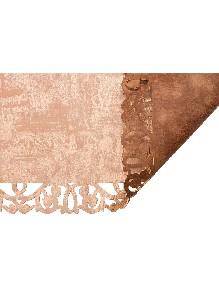 Gravür Klasik Ve Modern İşleme ve Oymaya Sahip Parlak Bordürlü Suni Deri Halı 05 BEIGE COPPER - Carpetdocia
