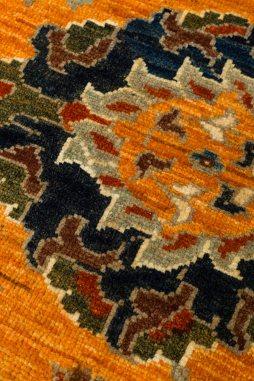El dokuma Afgan halı amber vazo ve i̇ri yaprak 246x296 cm desen detayı