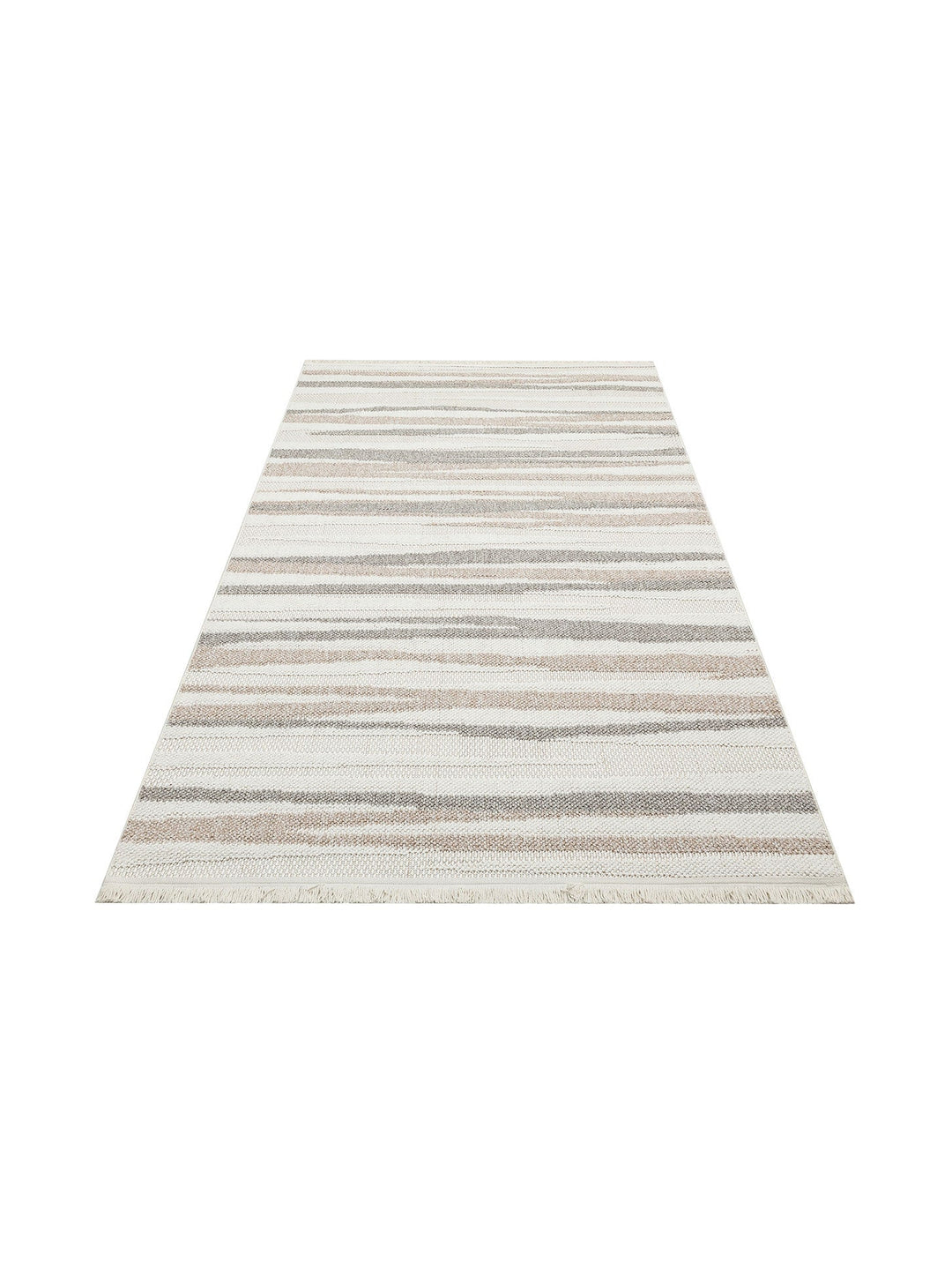 Mali Yumuşak Tuşeli Örgü Dokuma Oturma Odası Koridor Antre Yatak Odası Modern Halı 02 WHITE BEIGE - Carpetdocia
