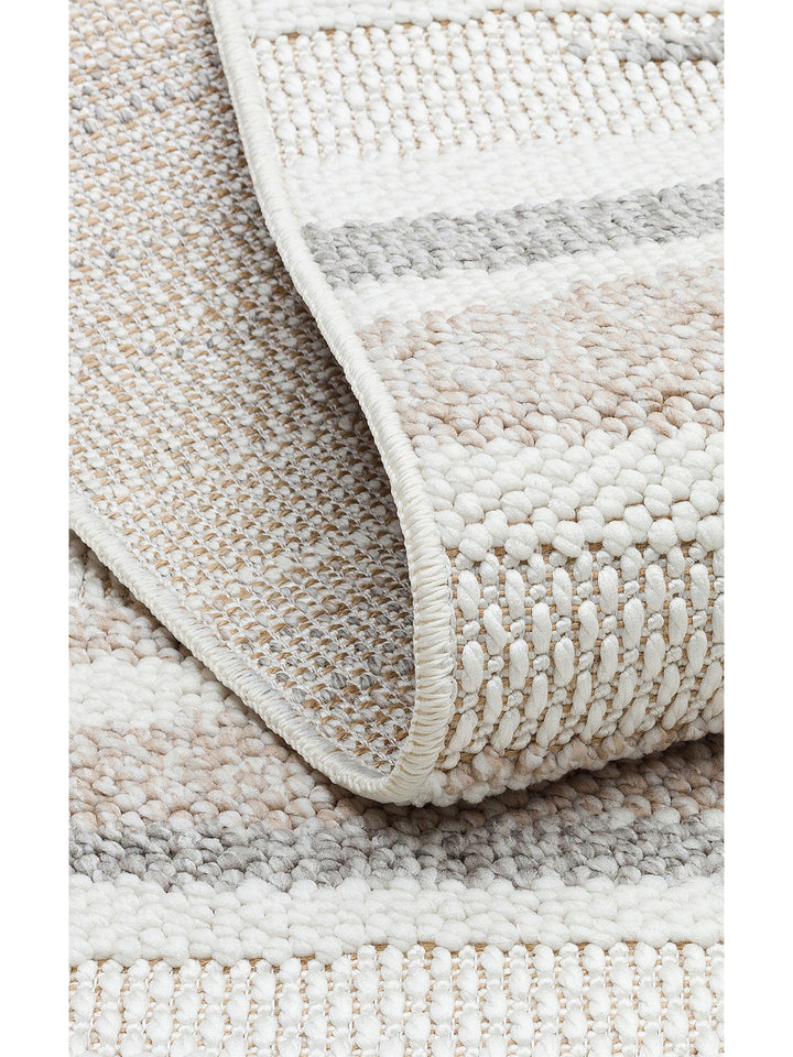 Mali Yumuşak Tuşeli Örgü Dokuma Oturma Odası Koridor Antre Yatak Odası Modern Halı 02 WHITE BEIGE - Carpetdocia