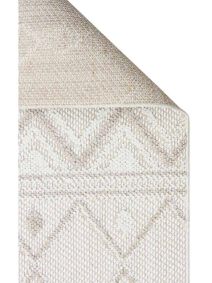 Mali Yumuşak Tuşeli Örgü Dokuma Oturma Odası Koridor Antre Yatak Odası Modern Halı 03 WHITE BEIGE - Carpetdocia