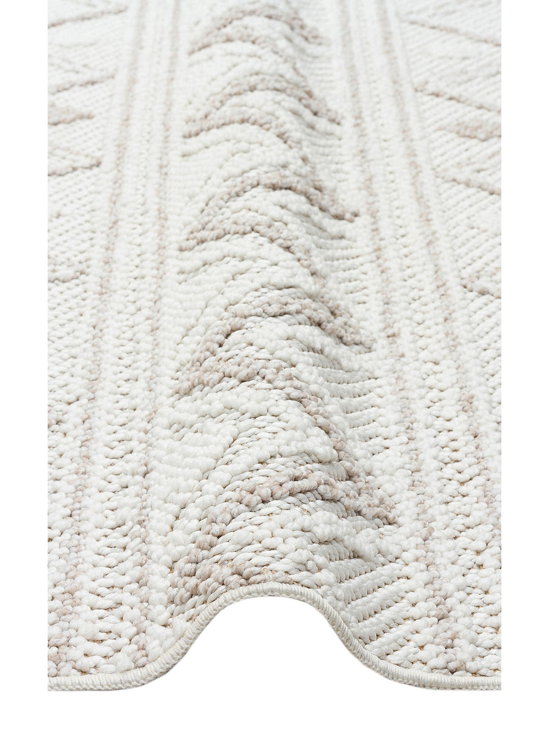 Mali Yumuşak Tuşeli Örgü Dokuma Oturma Odası Koridor Antre Yatak Odası Modern Halı 03 WHITE BEIGE - Carpetdocia