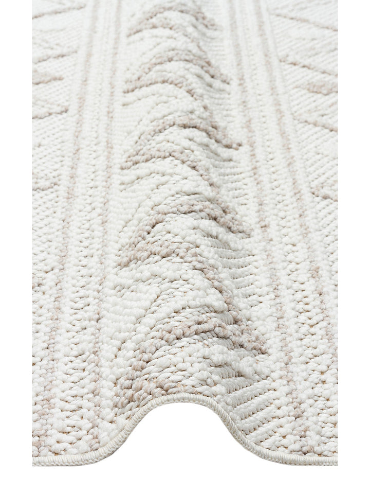Mali Yumuşak Tuşeli Örgü Dokuma Oturma Odası Koridor Antre Yatak Odası Modern Halı 03 WHITE BEIGE - Carpetdocia