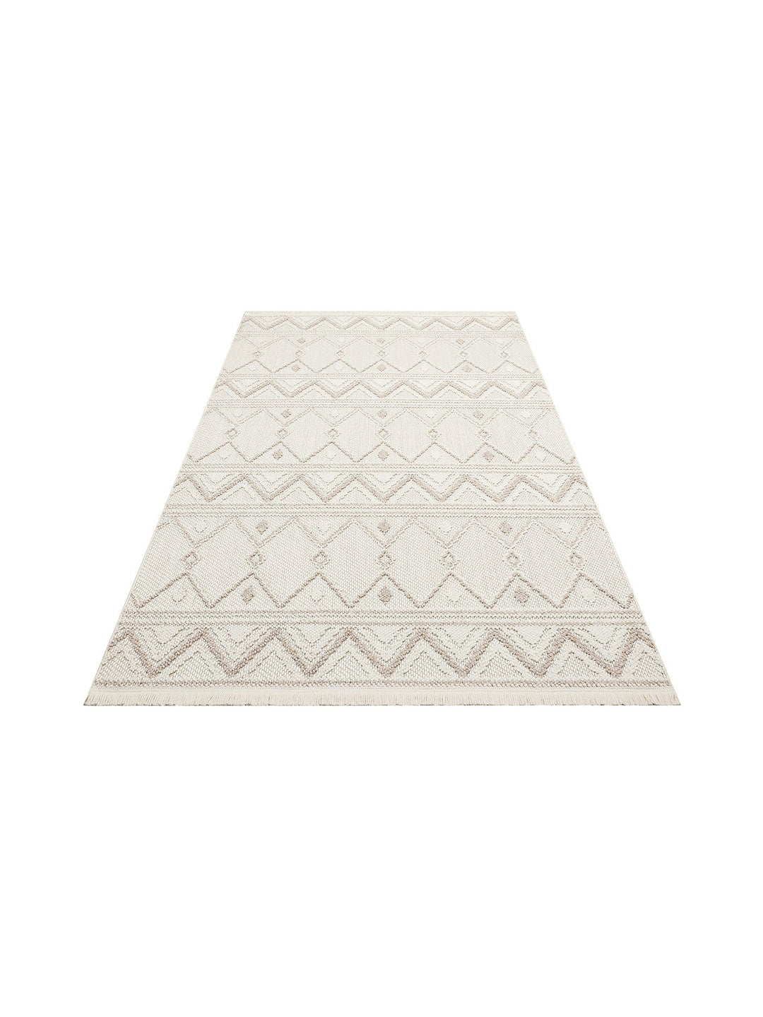 Mali Yumuşak Tuşeli Örgü Dokuma Oturma Odası Koridor Antre Yatak Odası Modern Halı 03 WHITE BEIGE - Carpetdocia