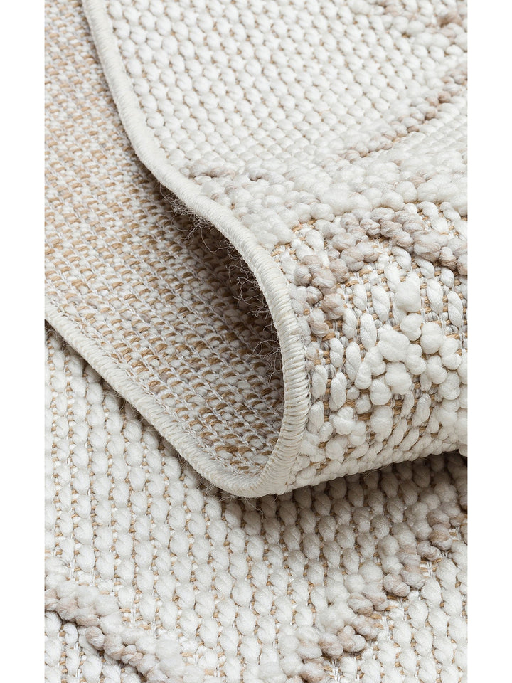 Mali Yumuşak Tuşeli Örgü Dokuma Oturma Odası Koridor Antre Yatak Odası Modern Halı 03 WHITE BEIGE - Carpetdocia