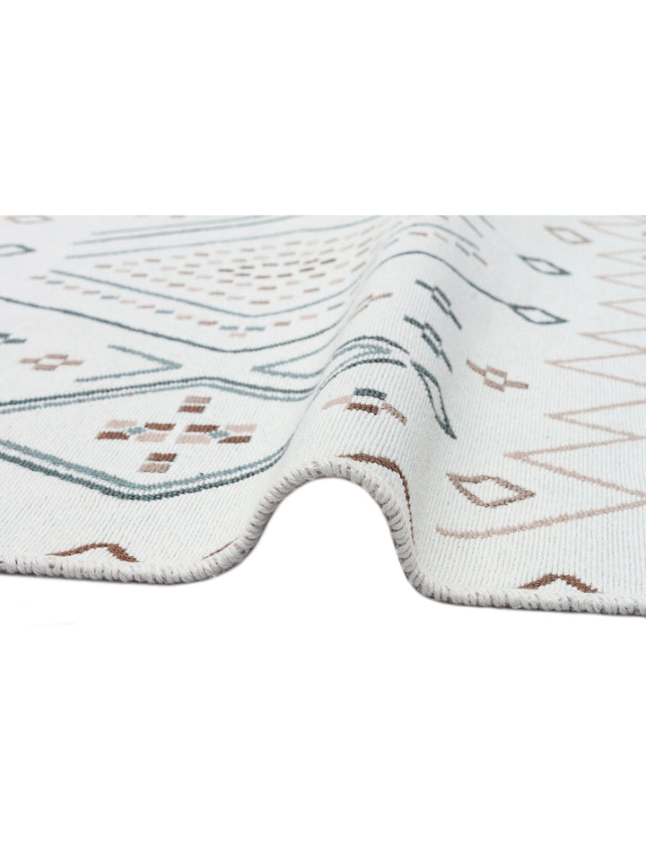 Maya %100 Naturel Pamuk Yıkanabilir Çift Taraflı Oturma Odası Mutfak Koridor Modern Kilim 05BEIGEBLU - Carpetdocia