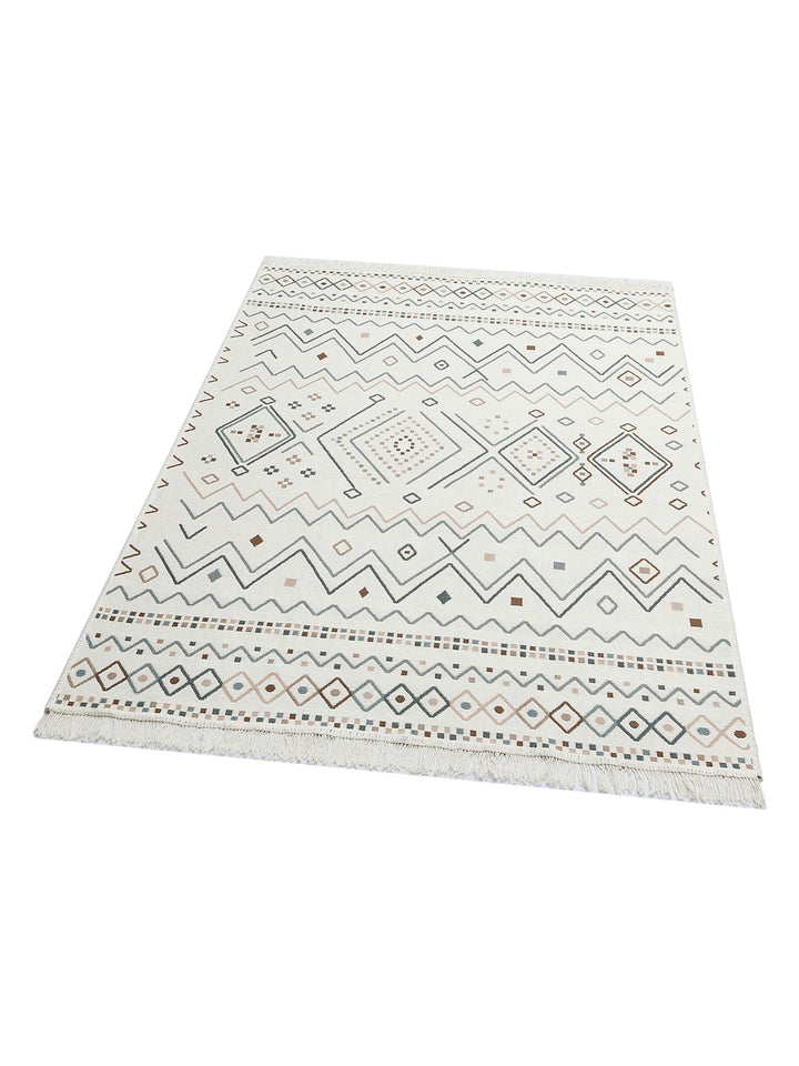 Maya %100 Naturel Pamuk Yıkanabilir Çift Taraflı Oturma Odası Mutfak Koridor Modern Kilim 05BEIGEBLU - Carpetdocia