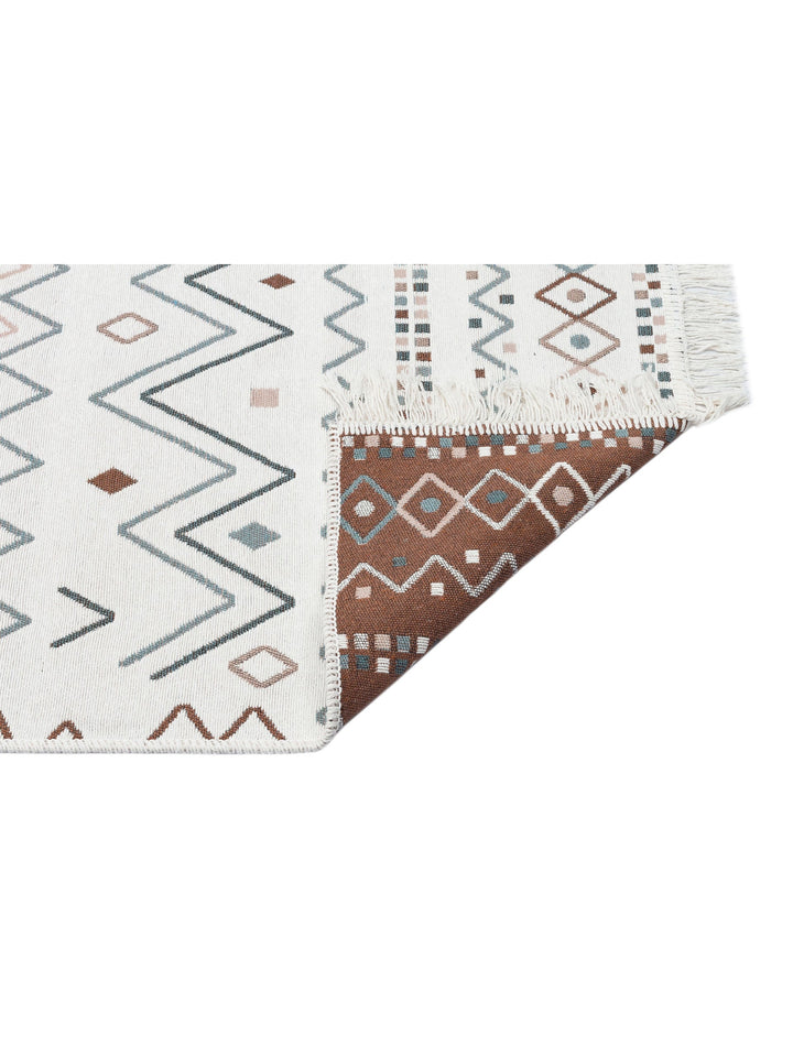 Maya %100 Naturel Pamuk Yıkanabilir Çift Taraflı Oturma Odası Mutfak Koridor Modern Kilim 05BEIGEBLU - Carpetdocia