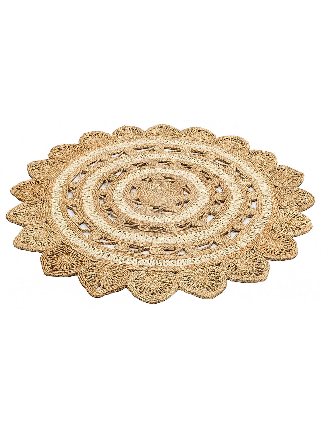 Only Jüt Yuvarlak ve Oval %100 Naturel Oturma Odası Antre Mutfak Balkon El Dokuma Halı CA105NATWHXW - Carpetdocia