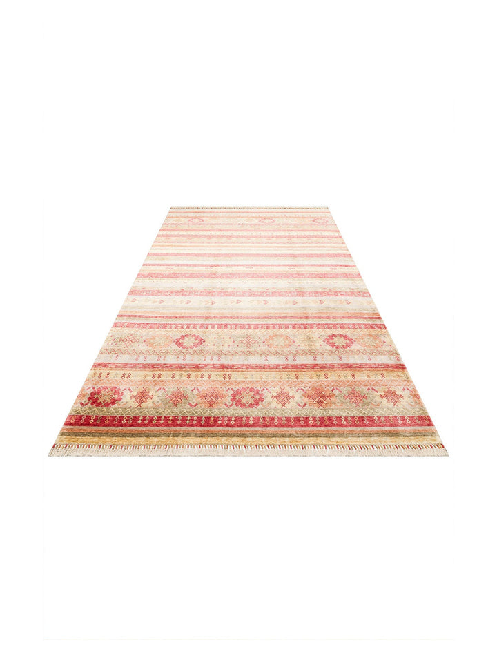 Oushak Carnaval %100 Naturel Kolay Temizlenir El Emeğiyle Üretilen Tensel Modern Uşak Halısı 12 RED - Carpetdocia
