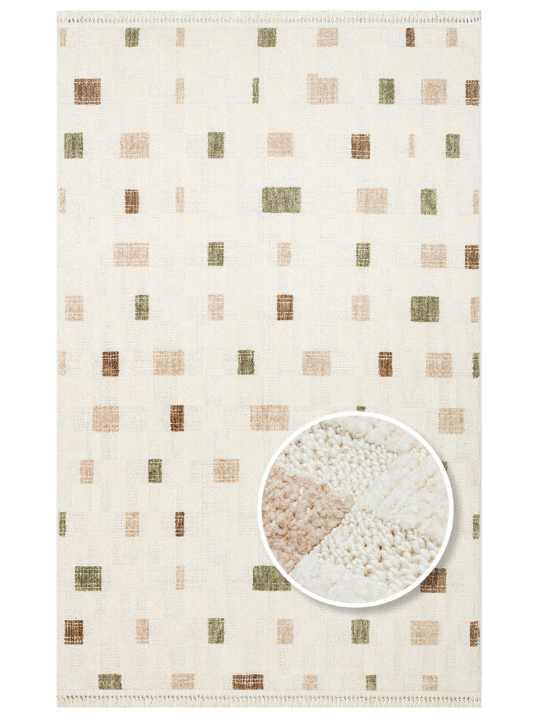 Style Fluff Dust Vezmez Soft Textured Living Room Hall Hallway Entrance Modern Carpet 02 GREEN BEIGE