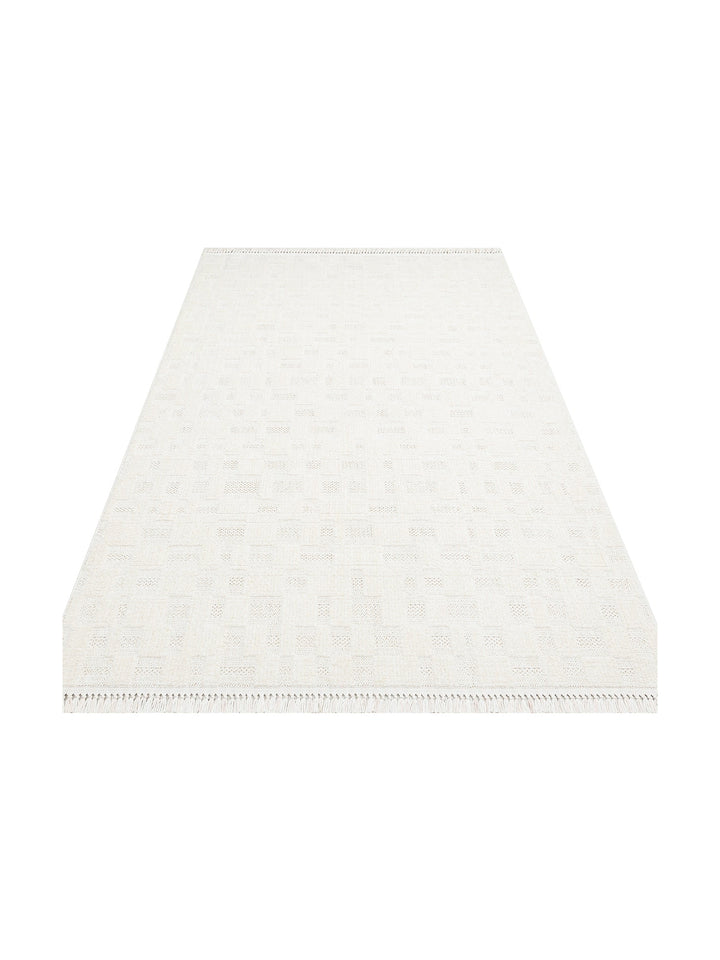 Style Hav Toz Vezmez Yumuşak Dokulu Oturma Odası Salon Koridor Antre Modern Halı 02 WHITE - Carpetdocia
