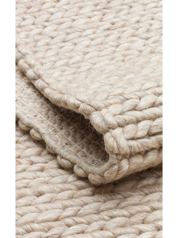 Woolstar %100 Naturel Kazak Desenli Salon Oturma Odası Koridor Antre El Dokuma Örgü Halı BEIGE - Carpetdocia