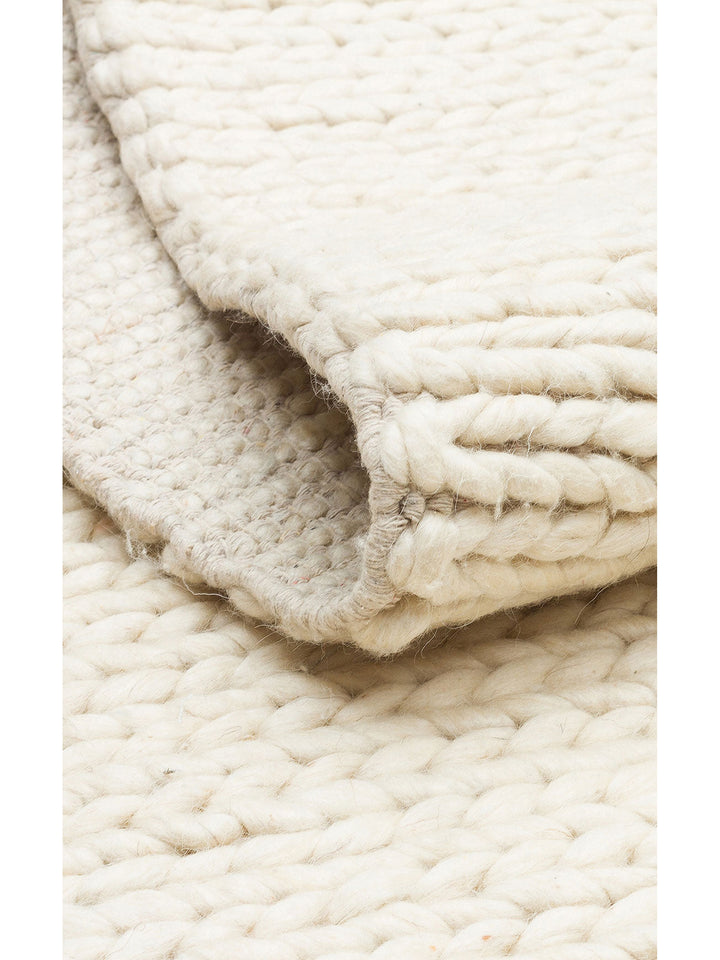 Woolstar %100 Naturel Kazak Desenli Salon Oturma Odası Koridor Antre El Dokuma Örgü Halı CREAM - Carpetdocia