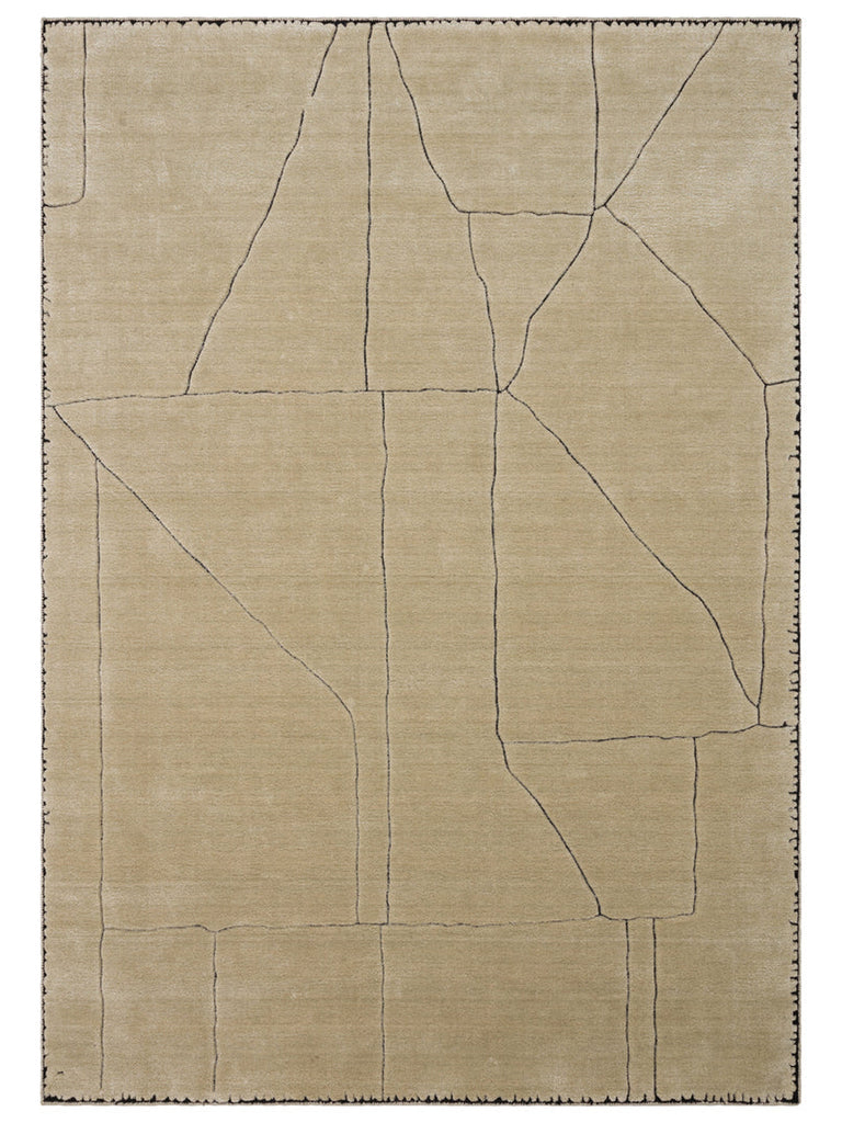 Tapis fait main en mélange de laine, rayonne et polyester de la série Dakar BEIGE