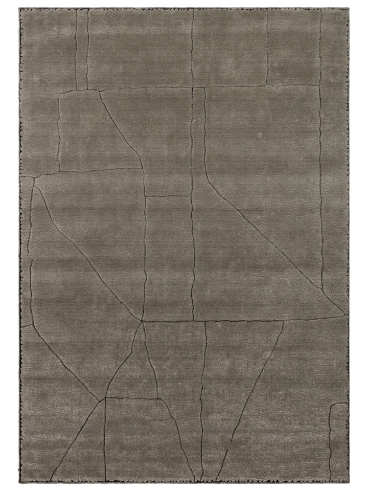 Tapis fait main en mélange de laine, rayonne et polyester de la série Dakar GRIS
