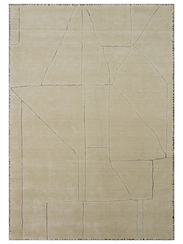 Tapis fait main en mélange de laine, rayonne et polyester de la série Dakar IVOIRE