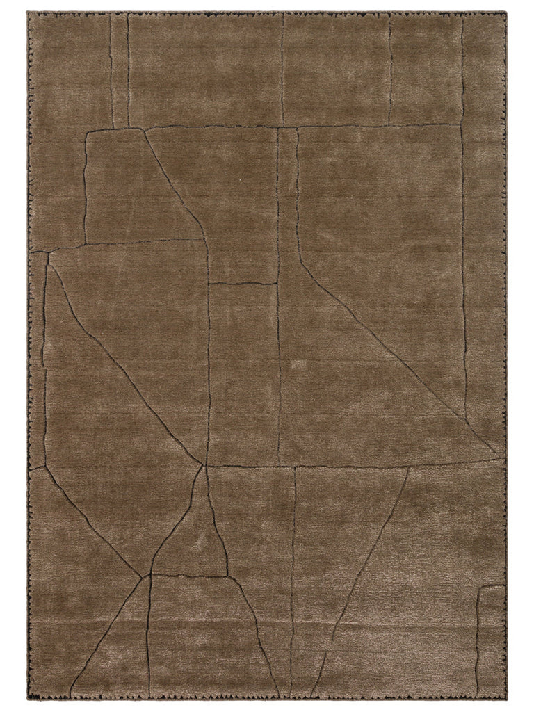 Tapis fait main en mélange de laine, rayonne et polyester de la série Dakar TAUPE
