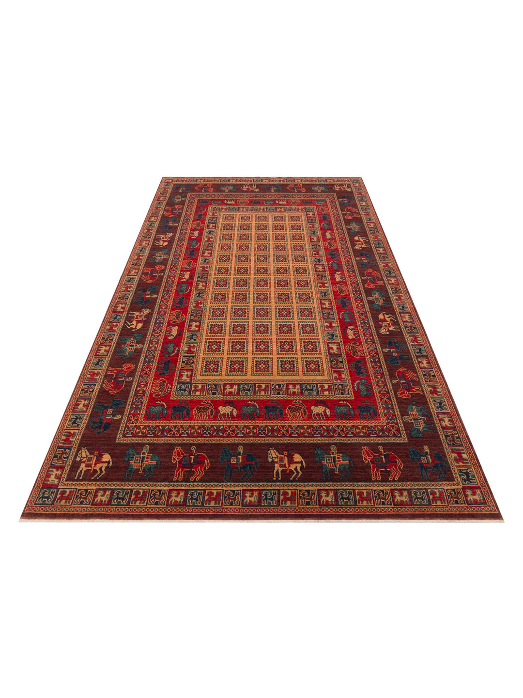 Göbeklitepe Serisi Anadolu Motiflerine Sahip %100 Yeni Zelanda Yünü ile Üretilen El Emeği Kara Tezgah Halı 08VIOLT - Carpetdocia