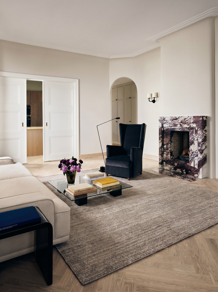 Série Kelly Tapis fait main 100 % laine naturelle et viscose pour salon, séjour, chambre PIERRE