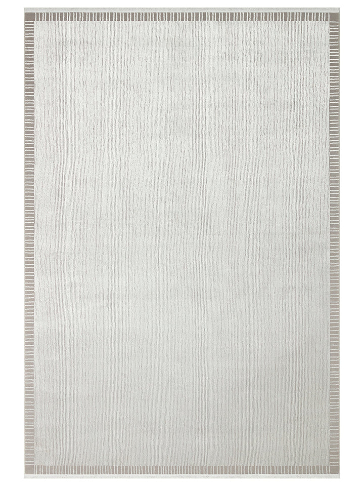 Lucia Serisi Modern Parlak Salon Oturma Odası Yatak Odası Antre Halı BORDER GREY - Carpetdocia