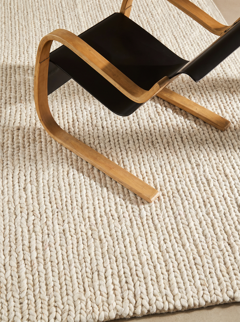 Tapis tricoté fait main pour salon, couloir, entrée à motif kazak 100 % laine naturelle Woolstar 07 L.BEIGE