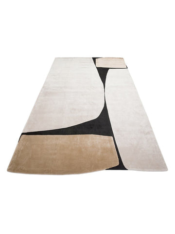 Monza Art Geometric Pattern High Quality Dense Weave Shiny Modern Living Room Carpet 09 CREAM GOLD BLACK