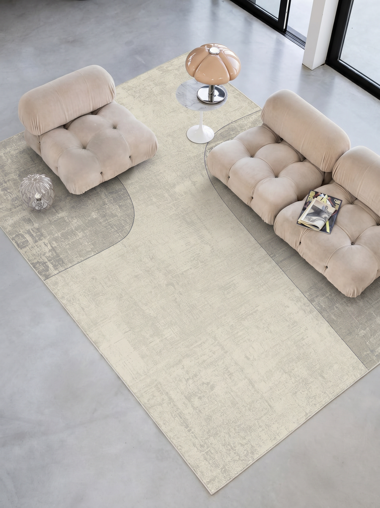 Monza Geometric Pattern High Quality Dense Weave Shiny Modern Living Room Carpet 01 CREAM GREY