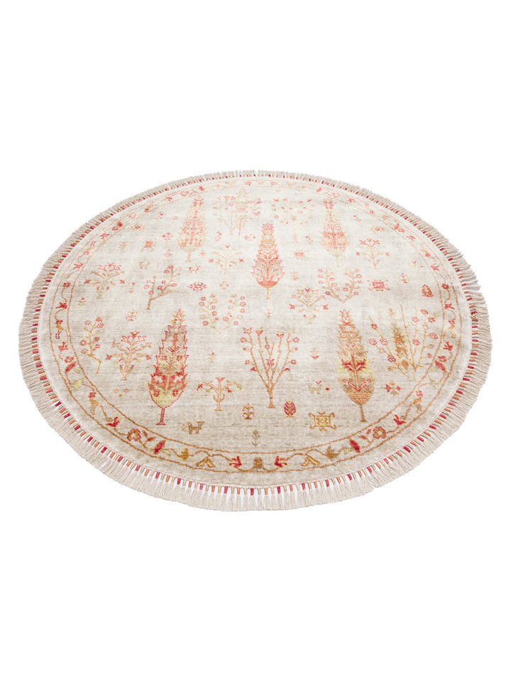 Oushak Carnaval %100 Naturel Kolay Temizlenir El Emeğiyle Üretilen TENCEL™ Modern Uşak Halısı 08 BEIGE AUTUMN Q - Carpetdocia