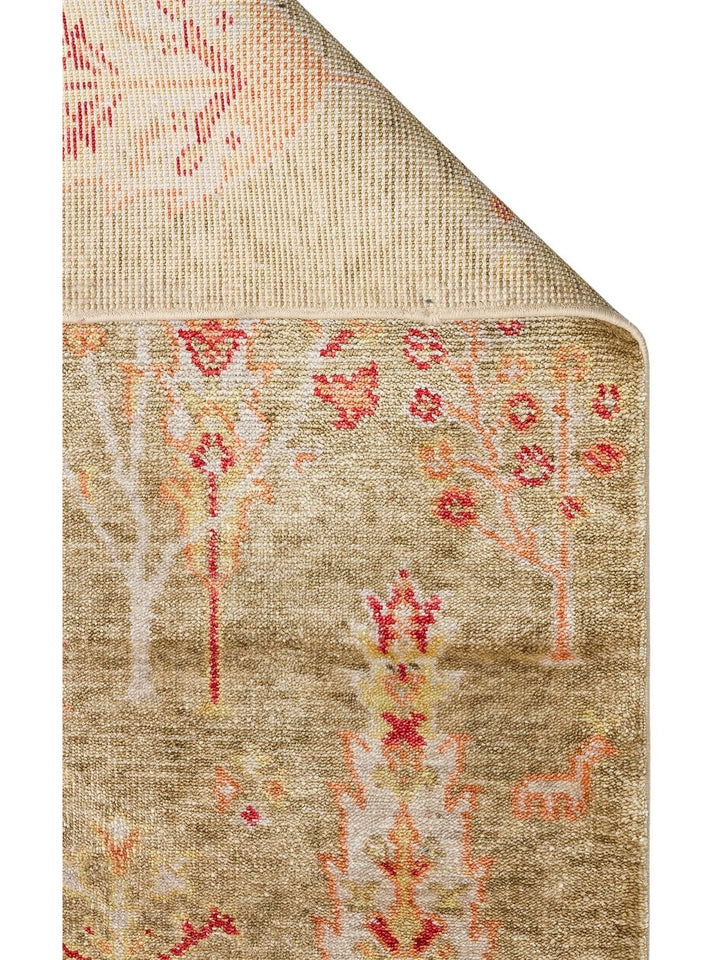 Oushak Carnaval 100% Natural Easy to Clean Handmade TENCEL™ Modern Uşak Carpet 08 GREEN AUTUMN