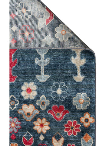 Oushak Carnaval 100% Natural Easy to Clean Handmade TENCEL™ Modern Uşak Carpet 17 NAVY MULTY