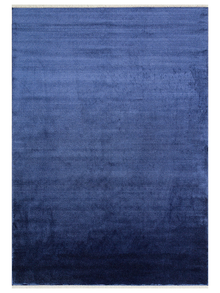Queen Series 100% Natural Viscose Shiny Modern Handcrafted Living Room Carpet MID BLUE