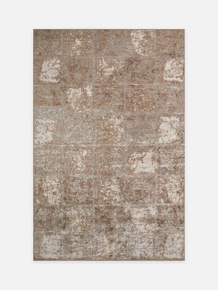 Ruggadocia Mosaika Altın Kareli Desenli Halı kuşbakışı