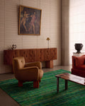 Kilim tissé à la main 100 % soie, collection Silk Road, VERT