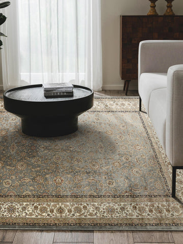 Topkapı Serisi Yüksek Kalite Sık Dokuma Klasik Desenli Özel Işıltılı Salon Halısı 03 GREY CREAM - Carpetdocia